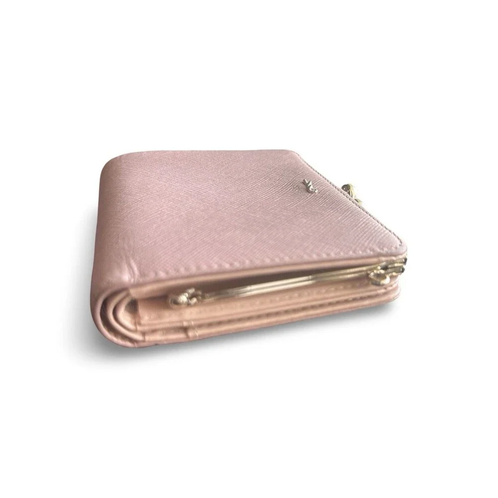 Jill Stuart Blush Pink 👀photosBi-fold kisslock wallet "Gloria" cowhide leather - Picture 7 of 11